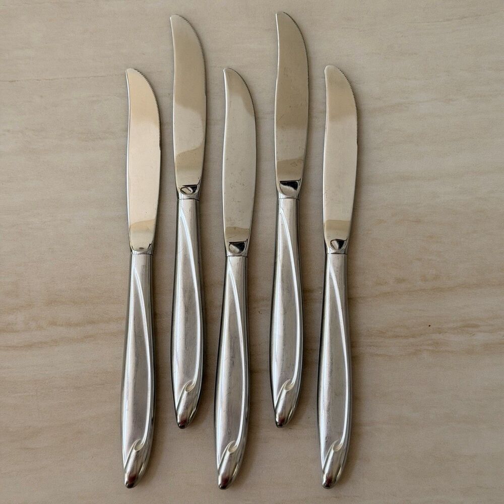 5pc INTERNATIONAL Americana Stainless Deluxe Dinner Knives 8 1/2” Hollow Satin